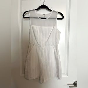 BCBG white short romper with pockets